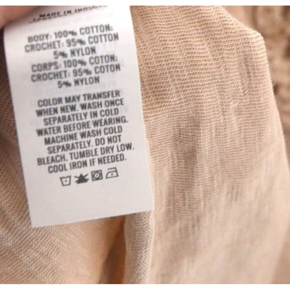 Aerie Crochet Racerback Crop Tank Top Size S Beige Pocket Boho Festival Style - Picture 5 of 9